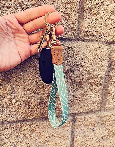 Image of POCKT Keychain Wristlet for Women and Men, Cute Wrist Lanyard for Keys, Short Key Chain Strap for Car Keys, Wallet, ID Badge & Phone | Leaves