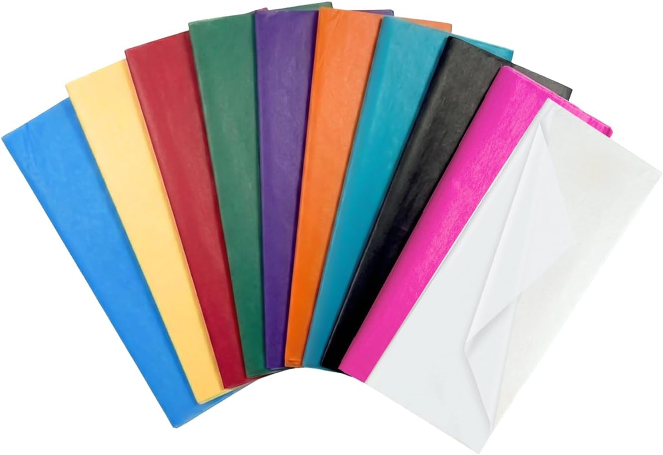 Pack of 200 Assorted Coloured Acid Free 50 x 70cm Tissue Paper Sheets