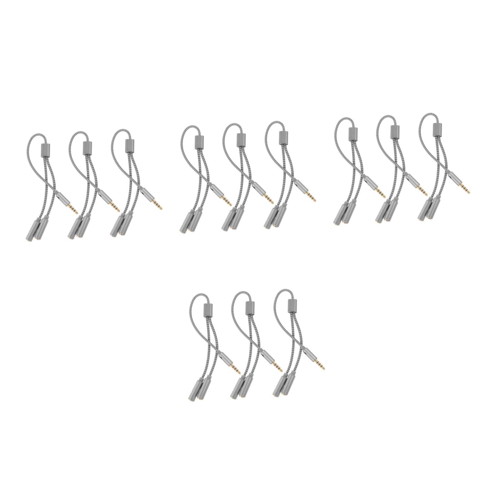 Tofficu Adaptador De Auriculares De Divisor De Audio para Móvil Y Cable De Extensión para Auriculares Y Micrófono 3 Piezas X 4