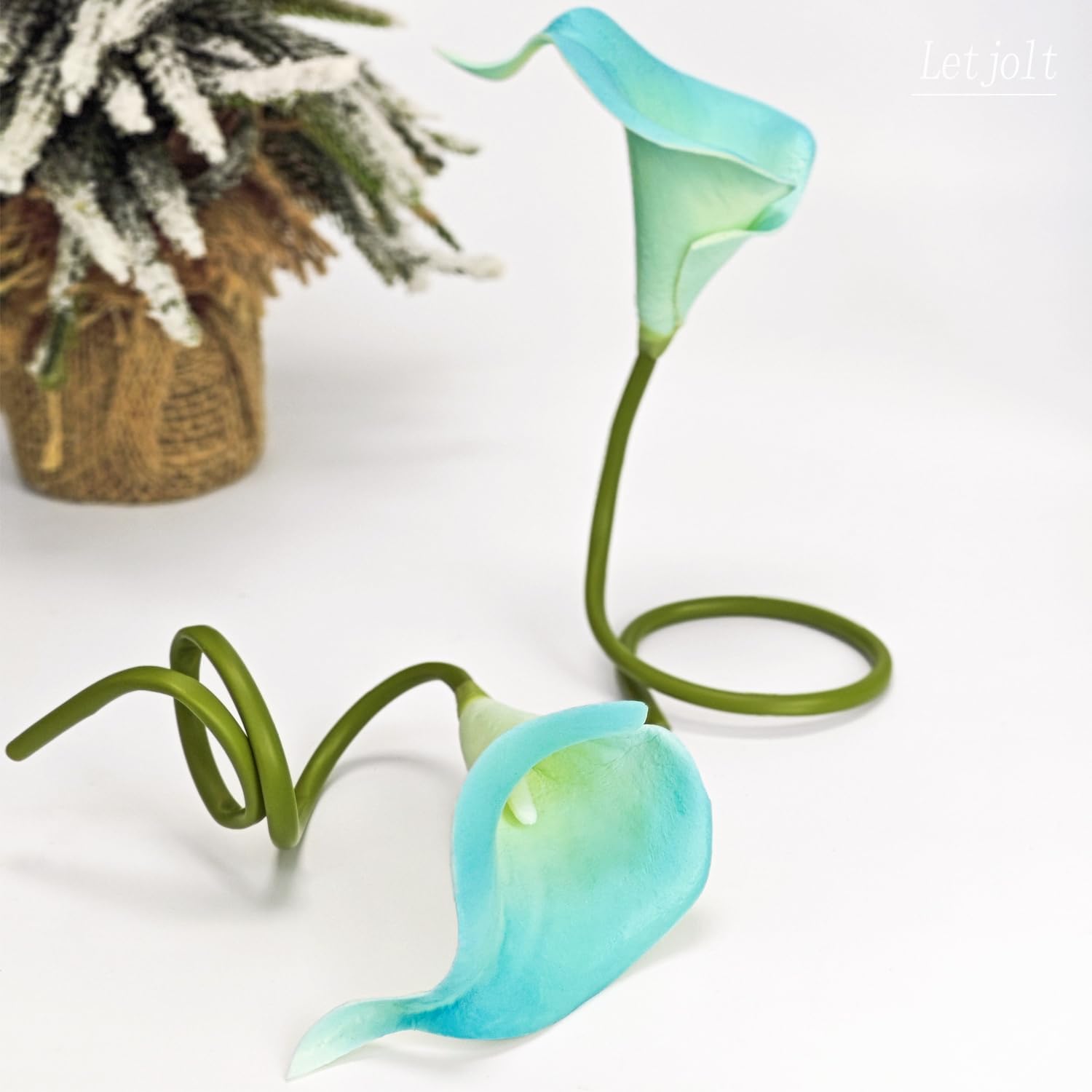 Letjolt Artificial Calla Lily Peacock Blue Flowers 20 Pieces image 3