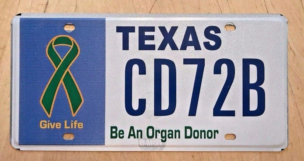 Ingzzaac Texas Be An Organ Donor License Plate Cd 72B Tx Donate Organs Give Life 6x12 inches License Plate Sign
