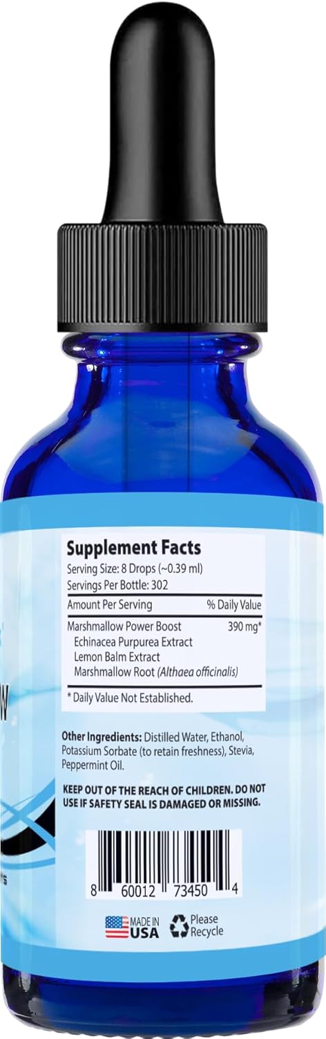 Absonutrix Marshmallow with Lemon Balm 390 mg, 4 Oz Liquid, 302 Servings, Made in USA, Quick Absorption, Quality Potent Ingredients, Non-GMO, GMP Certified,Marshmallow Liquid Extract