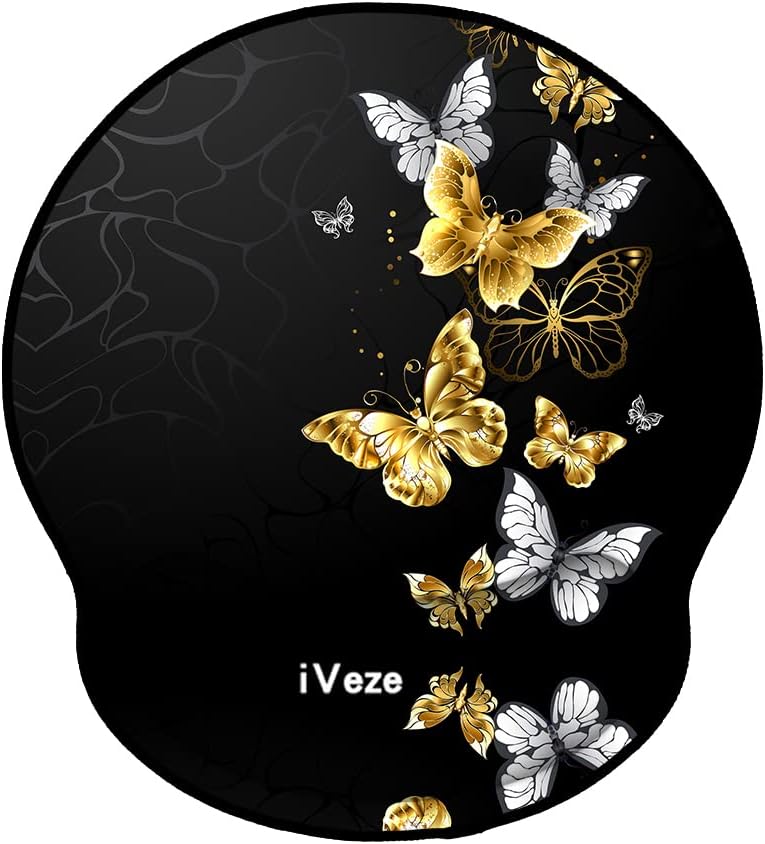 Mouse Pads with Wrist Support,Ergonomic Mouse Pad for Men Women,Wrist Rest Mouse Pad for Laptop Computers,Non Slip Memory Foam Mousepad Stitched Edges,Home Working Office Gaming,Gold Butterfly Mouse Pads with Wrist Support,Ergonomic Mouse Pad for Men Women,Wrist Rest Mouse Pad for Laptop Computers,Non Slip Memory Foam Mousepad Stitched Edges,Home Working Office Gaming,Gold Butterfly