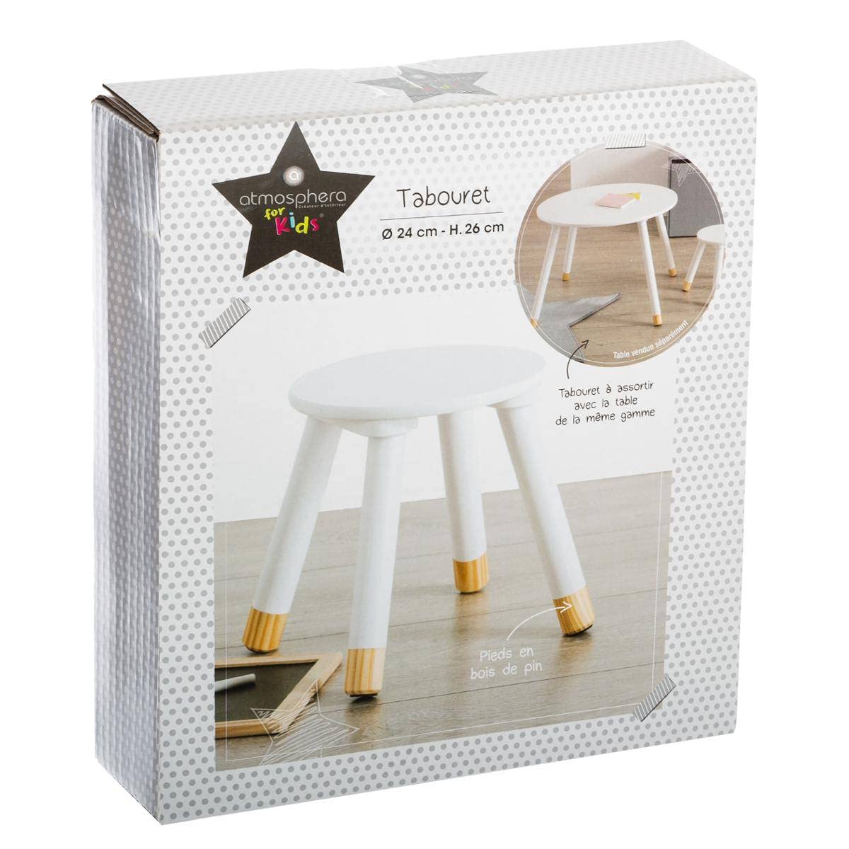ATMOSPHERA CREATEUR D'INTERIEUR Taburete Infantil Douceur Blanco 26 cm