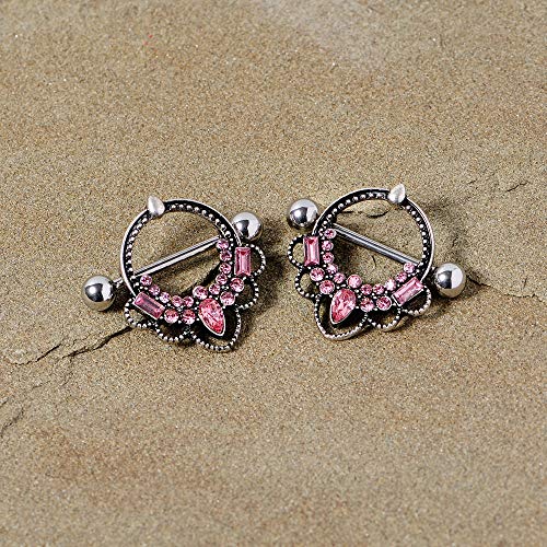 Body-Candy-2Pc-14G-Nipplerings-Piercing-Women-316L-Steel-Color-Accent-Nipple-Shield-Nipple-Ring-Set-16mm