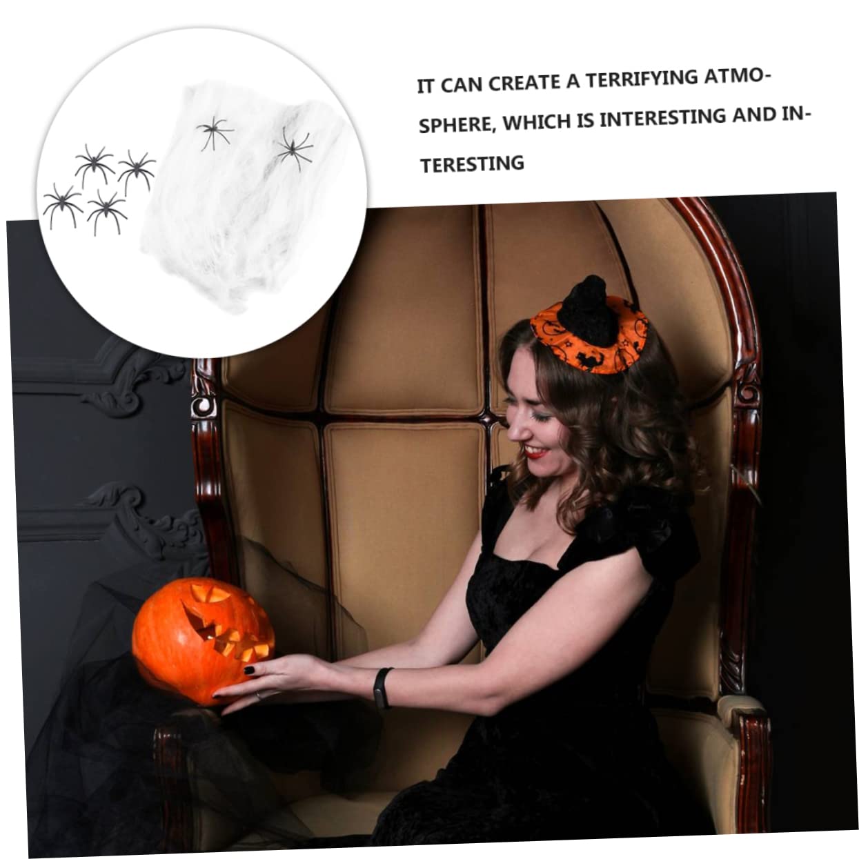 POPETPOP 20confezioni Decorazioni Spaventose per Halloween di Ragnatele e Ragni Finti per Atmosfera da Feste e Mascherate