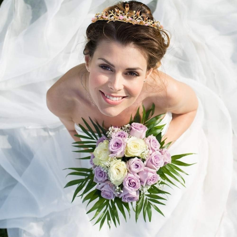 NODG Gold Tiaras and Crowns for Women - Rhinestone, Pearl Bridal Tiaras and Headbands for Wedding, Birthday, Prom image 4