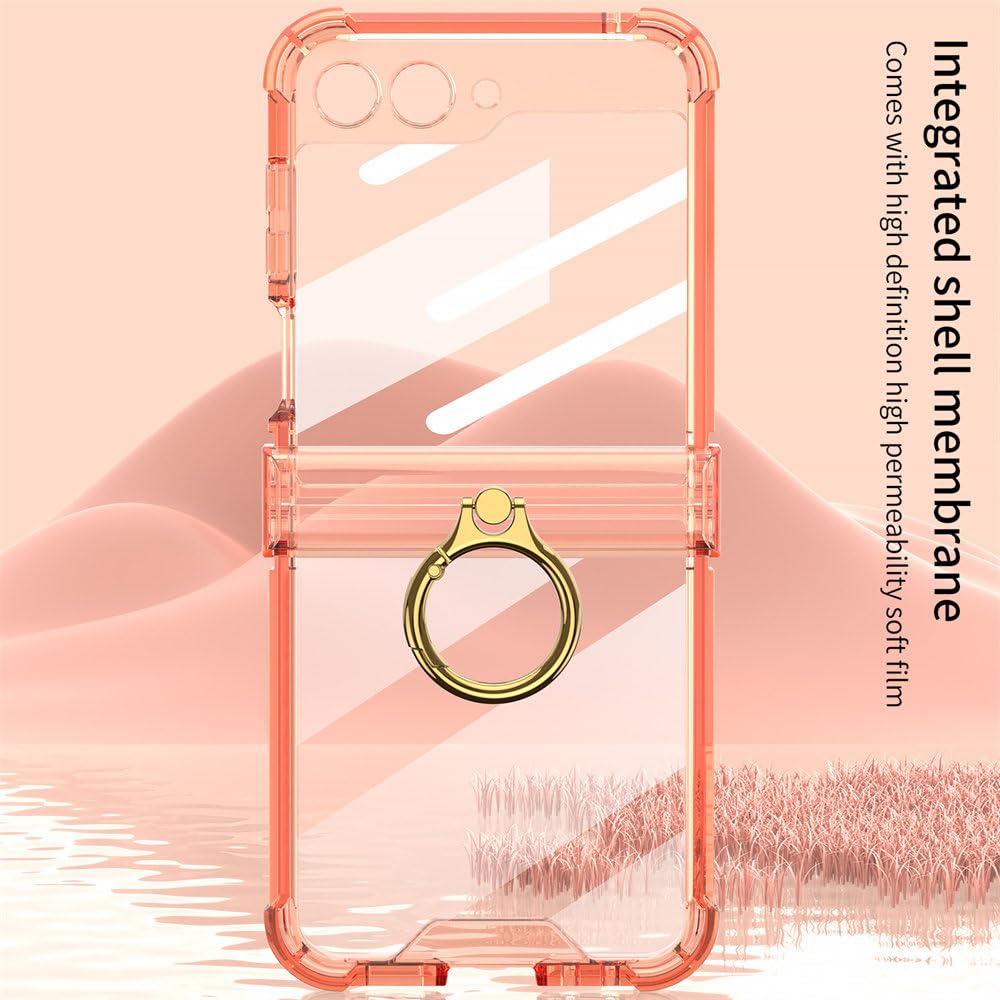 Pierścień Uchwyt Poduszka Powietrzna Wstrząsoodporny Przezroczysty Silikonowy Anty-uderzenia Etui do Samsung Galaxy Z Flip 6 5 4 3 Etui, zielone, do Samsung Z Flip 5