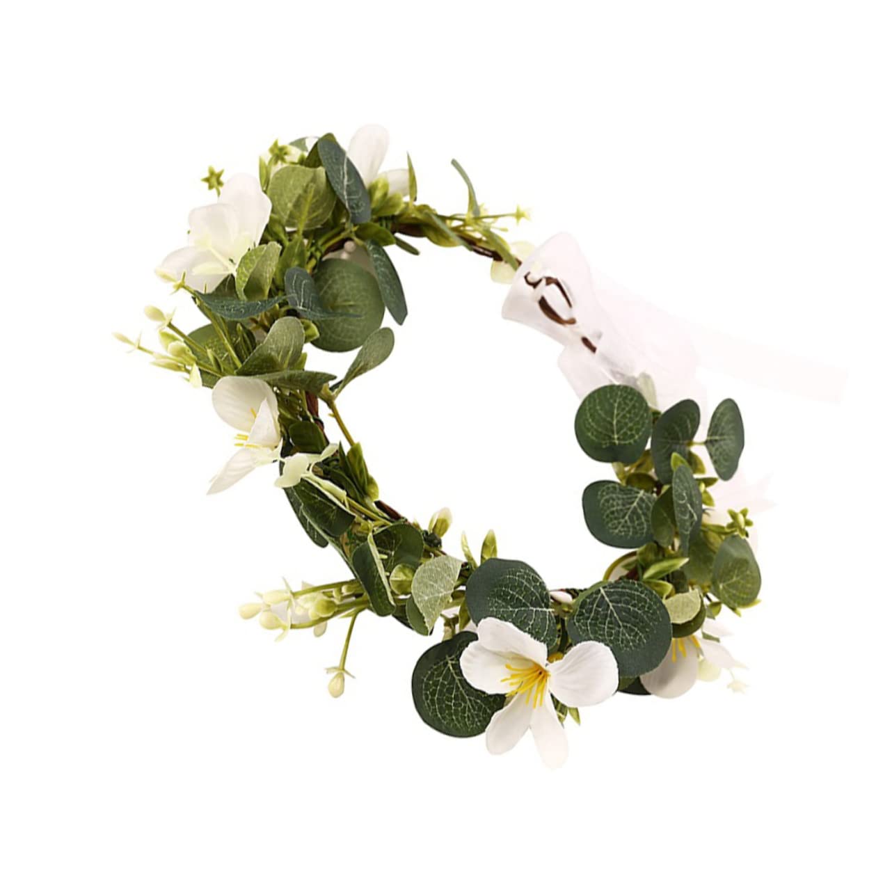 Kranz Braut Stirnband Kopfbedeckung for Frauen Weißes Haarband Hochzeit Strand Haarkranz Blumengirlande Stirnband Blumenhochzeit Girlande Kopfschmuck Blumenkrone Blumenkranz Kopfschmuck