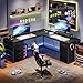 Sedeta SEDETA L Shaped Desk, 63'' Computer Desk with 5 Drawer & Power Outlet,Long Home Office Desk or Corner Desk, L Shaped Corner Desk with Monitor Shelf, Storage Cabinet, Black