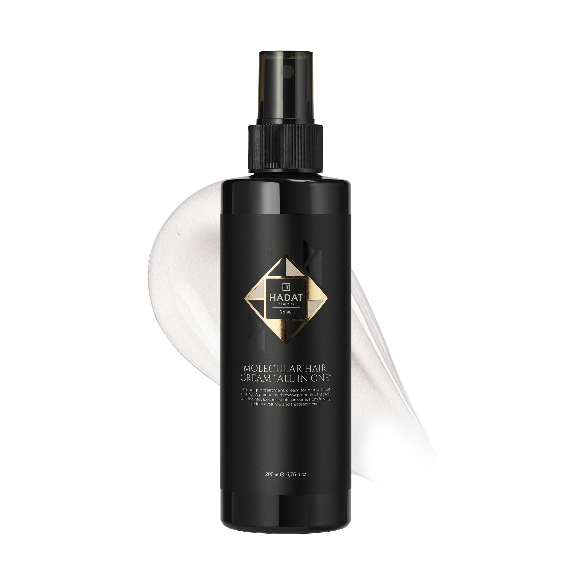 HADAT Molecular Hair Cream All In One – Keratin Haarcreme gegen Frizz, Detangler, Glättende Haarpflege für Spliss, Glanz, Styling und trockenes geschädigtes Haar, 200 ml