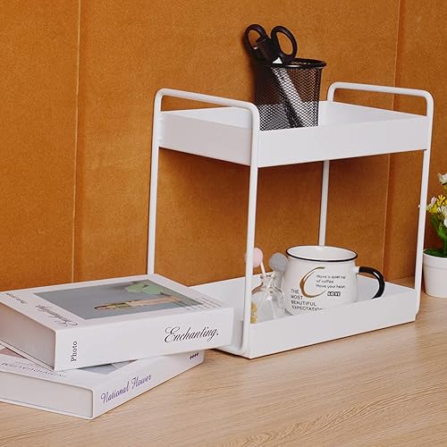Miniatura 5 de Organizador de encimera de baño de 2 niveles, soporte para cosméticos, organizador de cosméticos, estante de almacenamiento de gabinete de cocina,