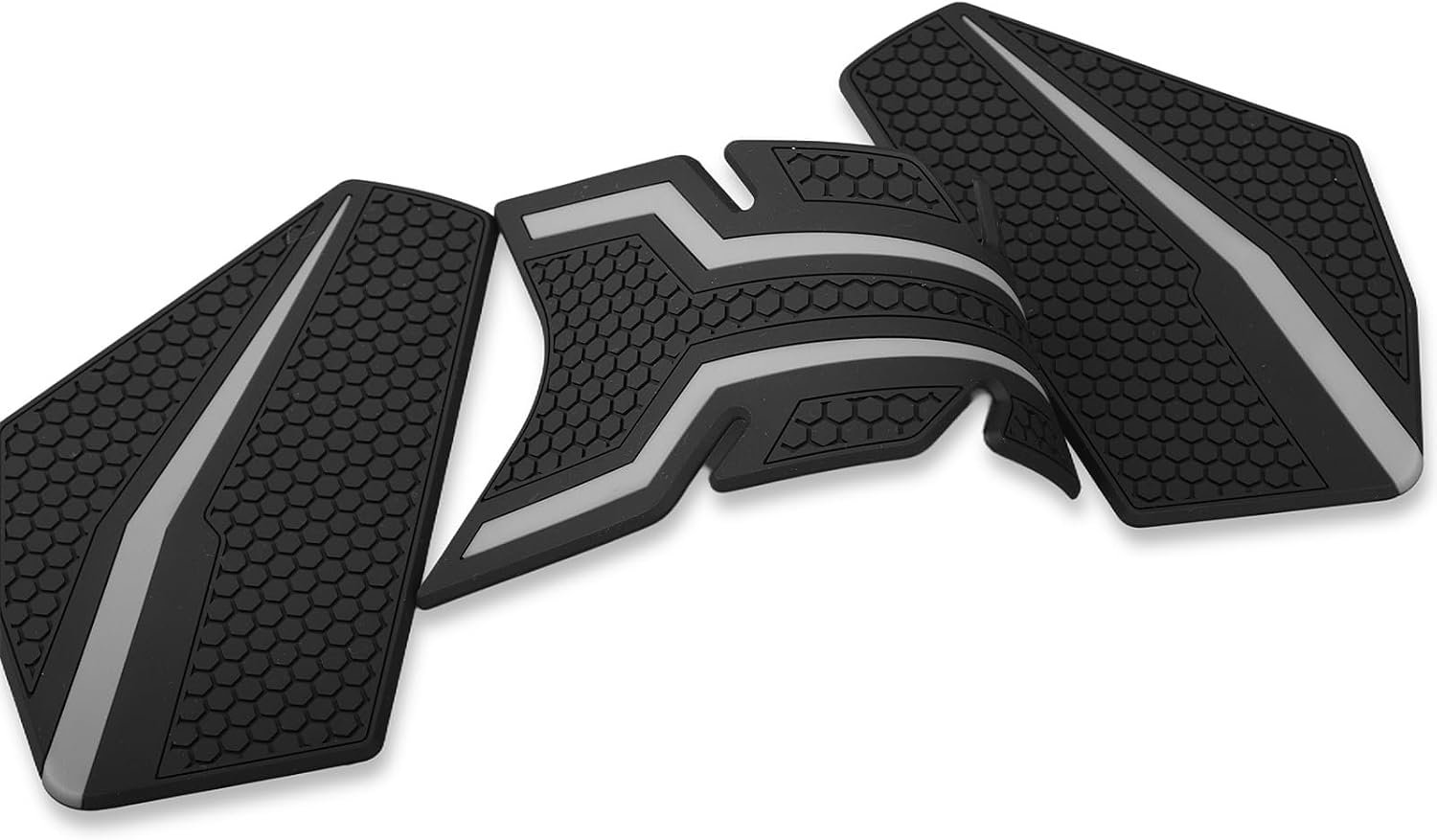 Motorcycle Non-Slip Rubber Gas Tank Pads with Knee Grips - 3-Piece Traction Side Protectors Compatible with Yamaha MT-25/MT-03 (2020-2025) Tank Pad (Gray)