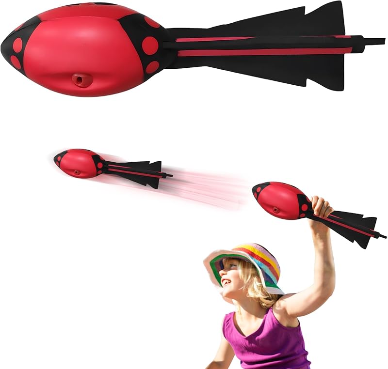 Vortex Rocket, Javelin Launch Made of Soft Foam, Fun Whistle Missile for Young and Old, Rocket, Vortex Aero for Beach, Pool, Lawn (Red)