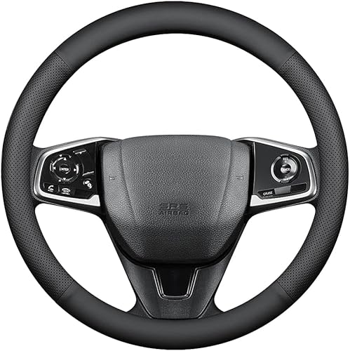 Miniatura 8 de Funda universal para volante de automóvil, de piel de napa, 15 pulgadas, color negro