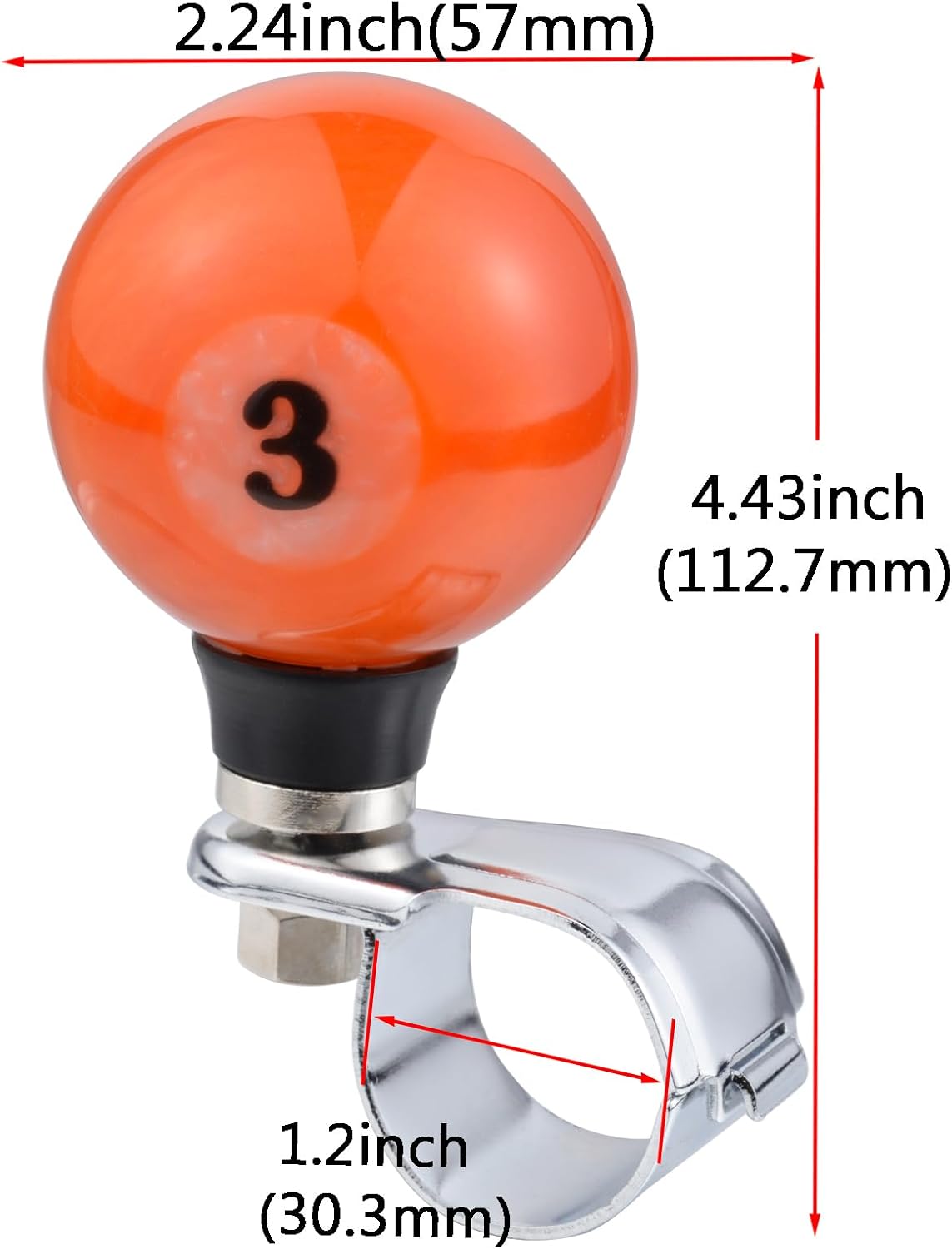 Abfer 3 Ball Steering Wheel Spinner Knob Car Turning Asisting Wheel Handle Suicide Knobs Fit Most Vehicles Trucks (Red Orange)