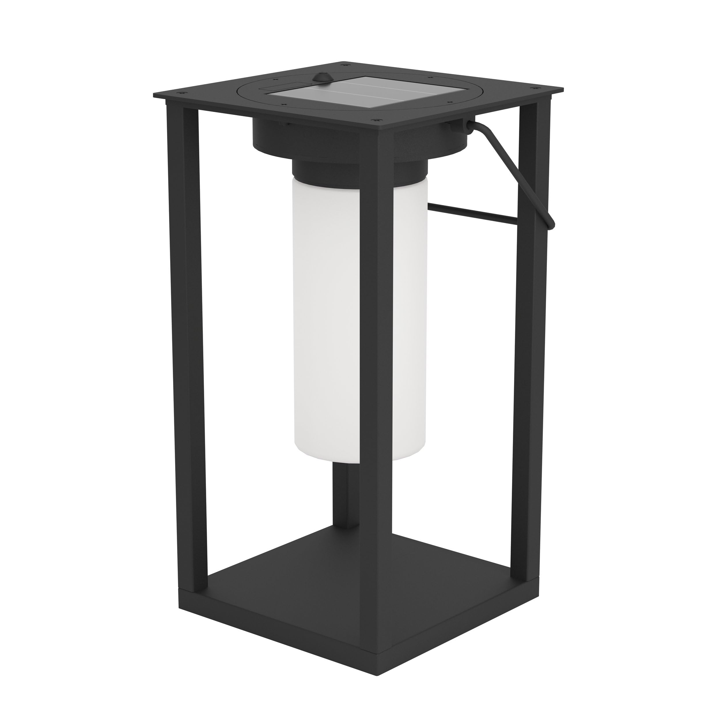 Eglo Lampada a LED da tavolo Usigni, lampada a energia solare per esterni, decorazione per balcone e patio, luce per giardino, lanterna a energia solare in plastica nera, IP44
