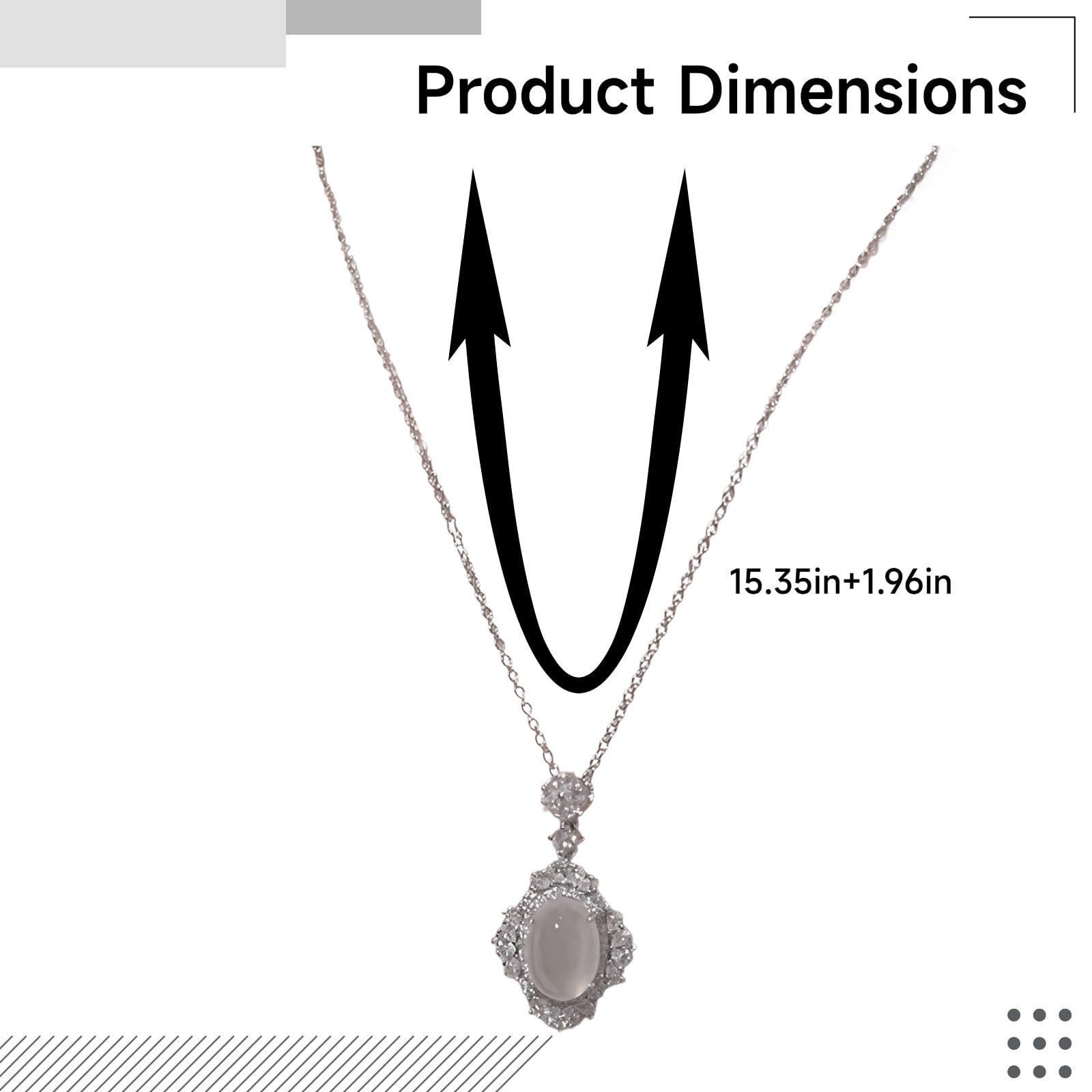 Generisch S925-Silber-Anhänger-Halskette für Damen, Mondstein mit Diamantakzenten, zarter Schmuck, verstellbare Kette 15,4 + 2 Zoll, elegante Geschenkbox inklusive