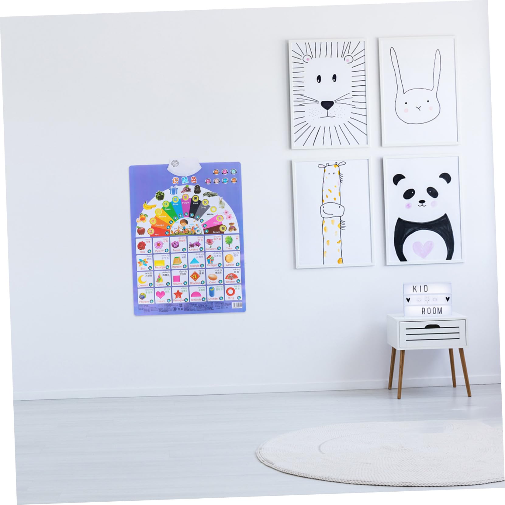 Kisangel Interaktive Lernposter Bilingual Lernen mit Audiofunktion 2 Stück PVC Material für Kleinkinder Geeignet für Babys und Kleinkinder im Kinderzimmer