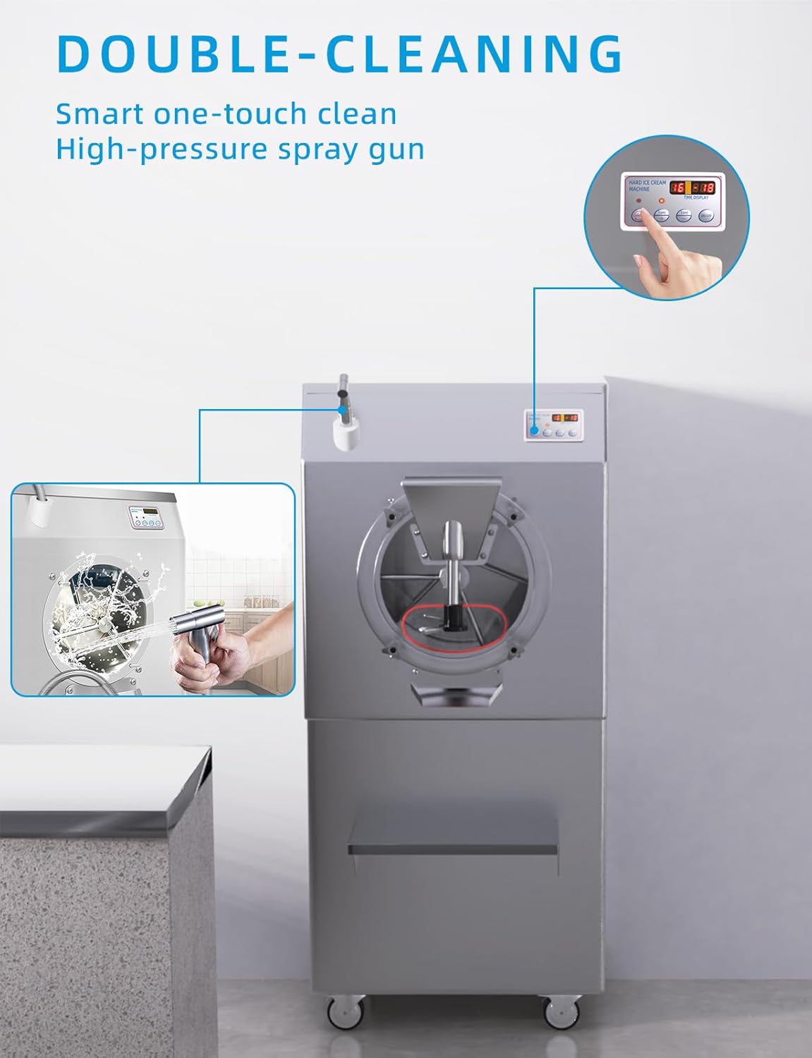 BLEOU Commercial Upright Hard Ice Cream Maker, Vertical Hard Ice Cream Machine, Gelato Ice Cream Machine, Snack Food Machine for Restaurant, Snack Bar, Ice Cream Shop