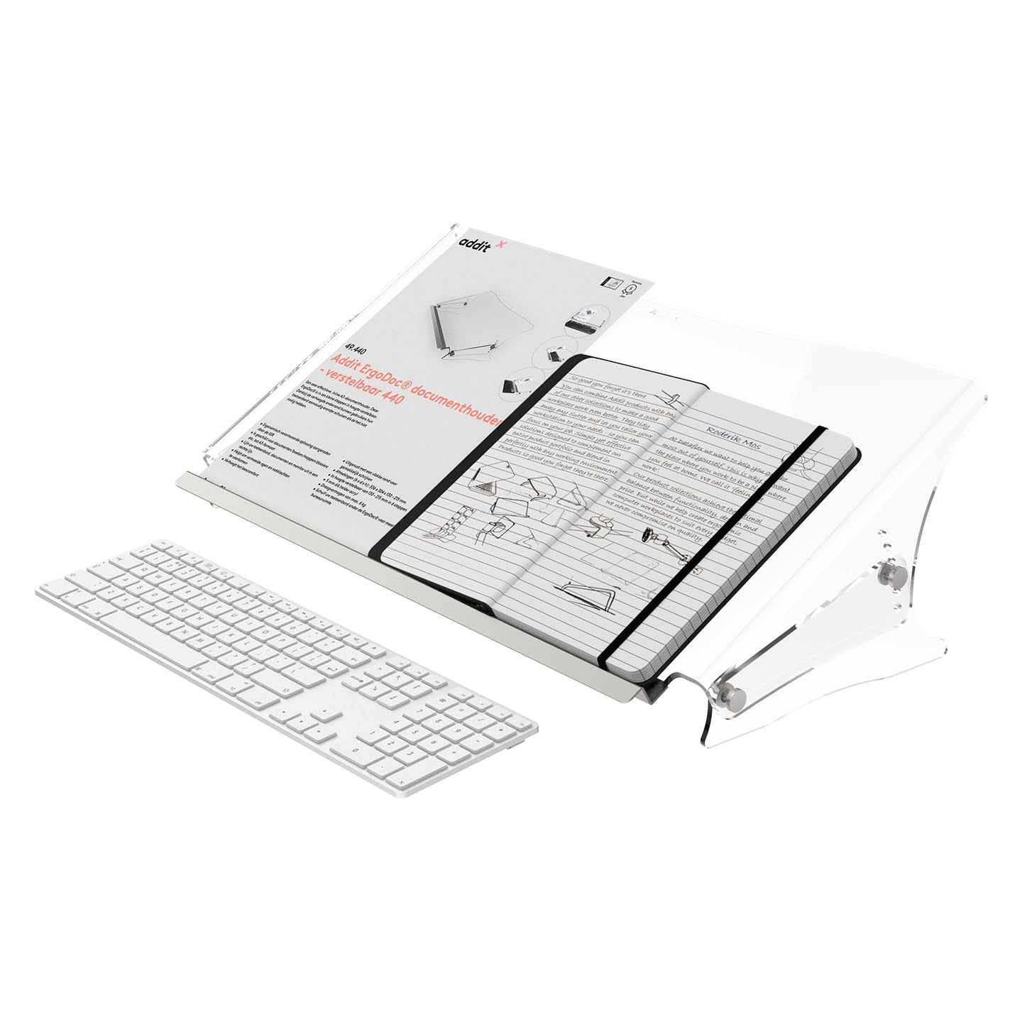 Dataflex Addit ErgoDoc Porta Documenti Regolabile 440 Acrilico Trasparente A3 Ergonomico