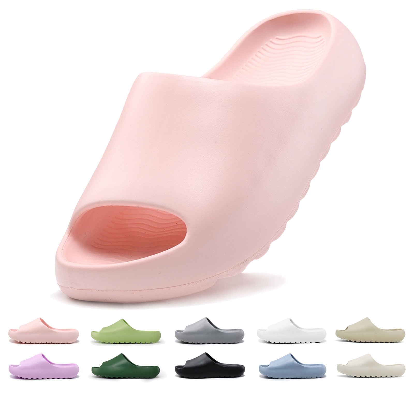 Kids Lightweight Soft EVA Non-Slip Slides Slippers Open Toe Comfy Sandals for Toddler Boys Girls Children Bathroom Shower Summer Pool Beach Slippers