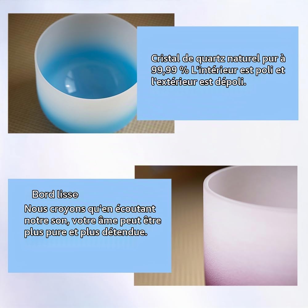 Hye-eun Ensemble de bols chantants en cristal de 15,2 à 30,5 cm, 432 Hz