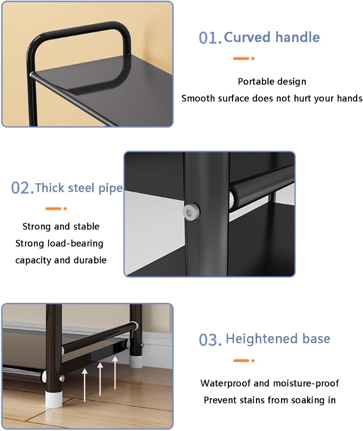 Narrow Freestanding Shoe Rack with Metal Legs - 3/4/5/6 Tier Entryway Organizer for Hallways, Bedrooms, Dorms - Large Capacity Storage Solution for Shoes