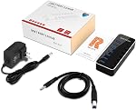 RSHTECH USB 3.0 Hub 7 Port alimenté USB Élargisseur de moyeu aluminium USB 3.0 Port de données hub avec Universal 5V AC Adaptateur et interrupteurs individuels de marche/arrêt USB Splitter pour ordinateur portable et PC(Noir)
