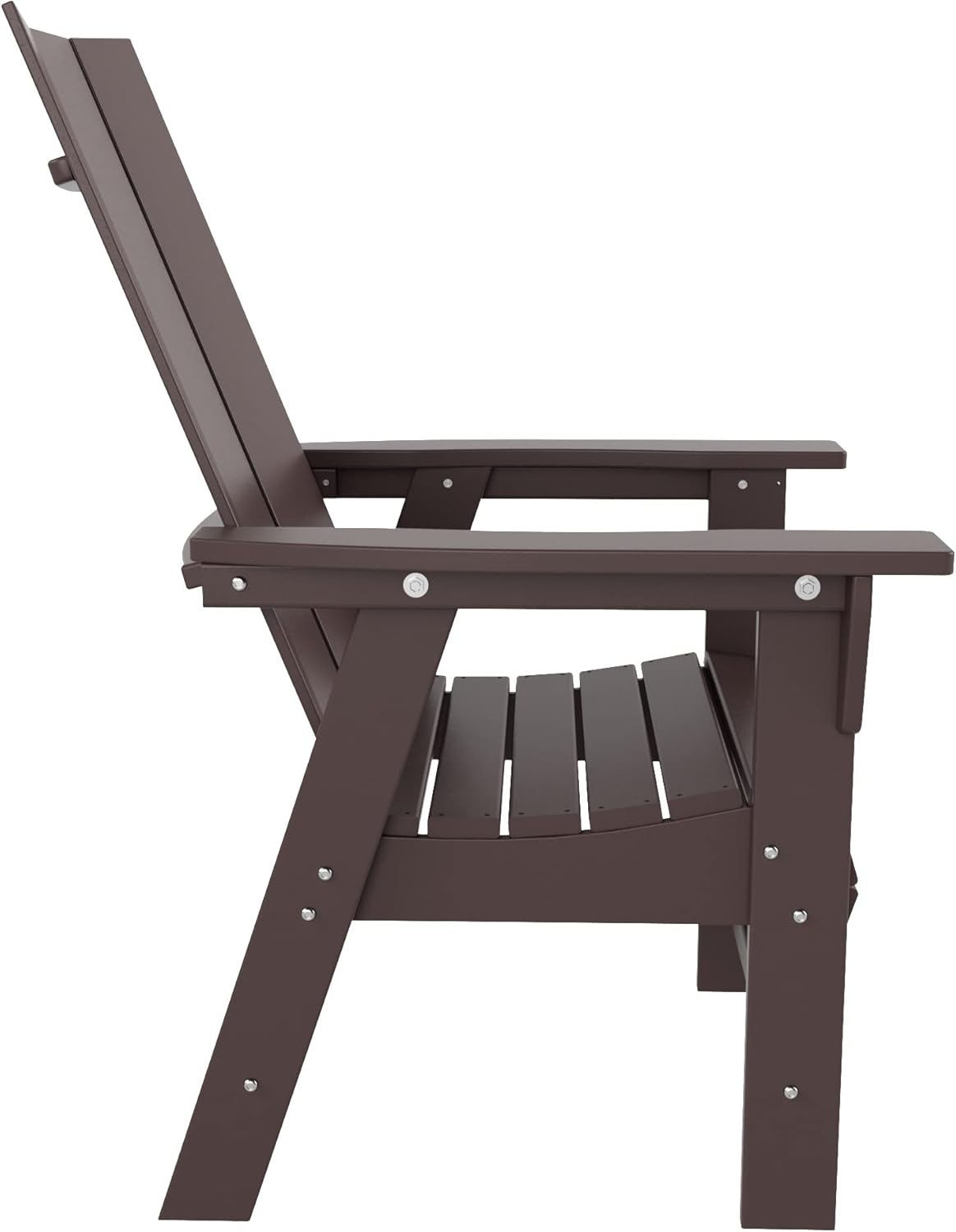 WO WESTIN OUTDOOR HDPE Shoreside Modern Curveback Adirondack Dining Chair,Dark Brown