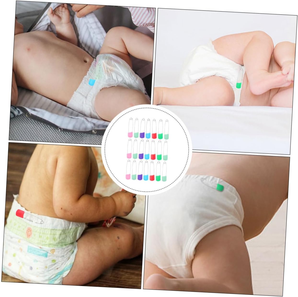 HOMSFOU 50pcs Diaper Pin for Newborn Safe Cloth Diaper Pins Reusable Clip Fasteners Easy Locking Closure