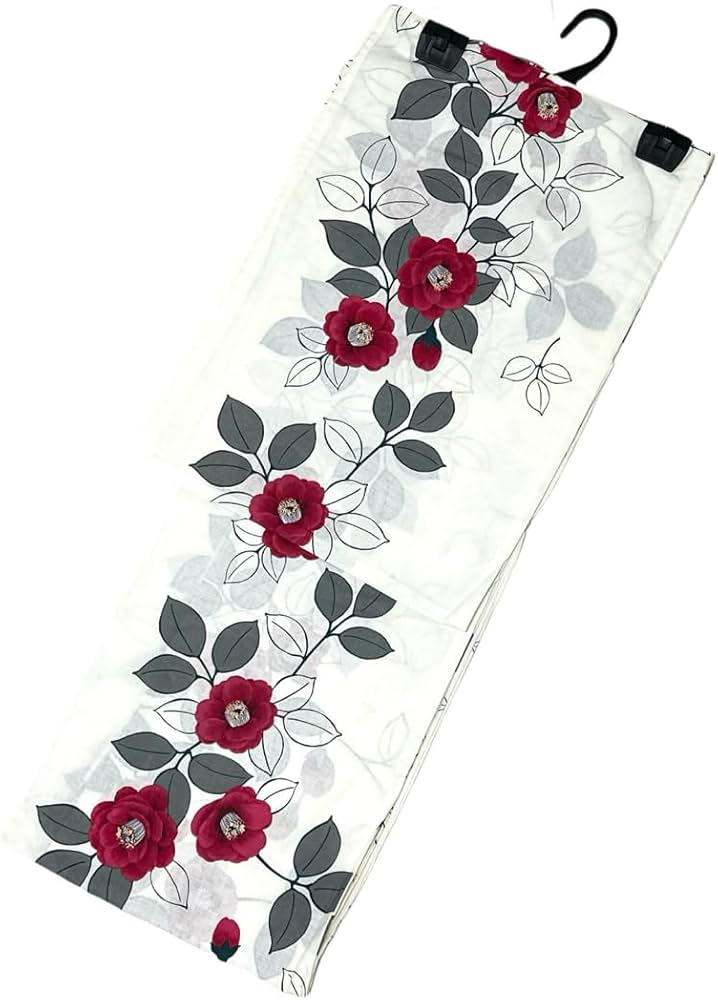 浴衣ジェンヌ 新作 浴衣5点セット オフホワイトに赤 浴衣 ゆかた