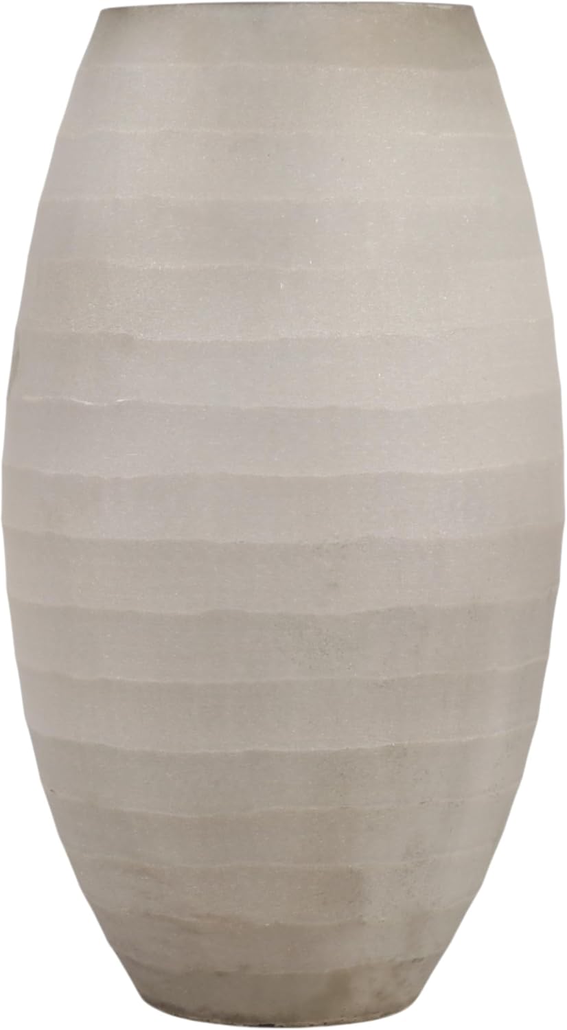Decorative Textured Glass Vase for Living Room Decor - Elegant Home Decor Accent for Office or Shelf Display - Modern Flower Vase for Bedroom Bedside, House, and Console Table - 10", Gray