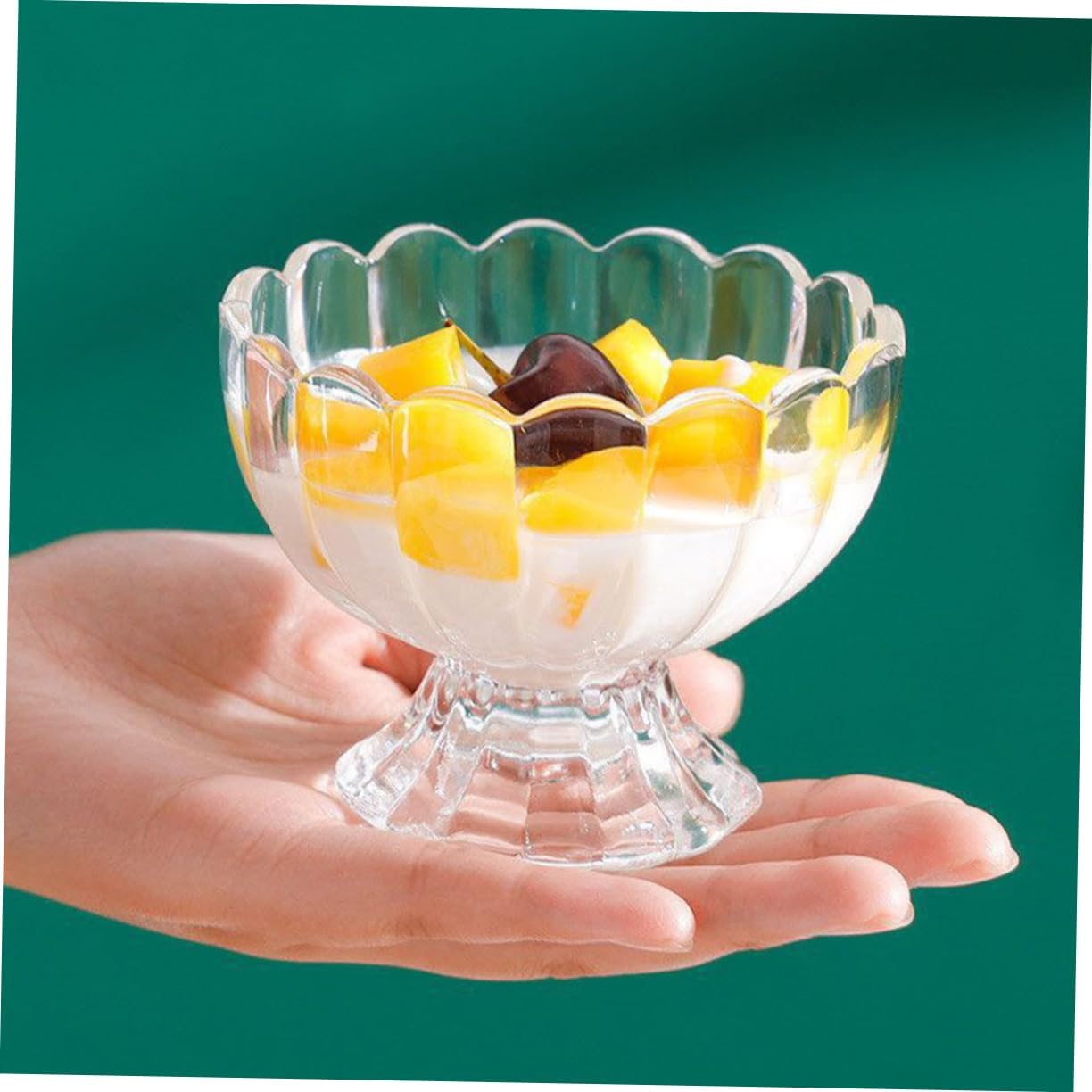 5pcs Elegant Glass Dessert Bowls Transparent Footed Ice Cream Cups for Pudding Fruit Snacks Reusable Stylish Serveware for Home Dining Entertaining