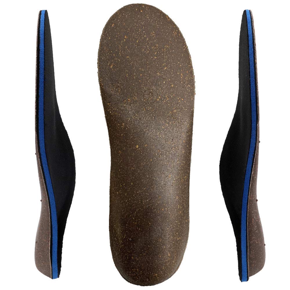 Cork Orthotics Insoles Netural Arch Support Full Length Shoes Inserts (Blue, Womens 77.5