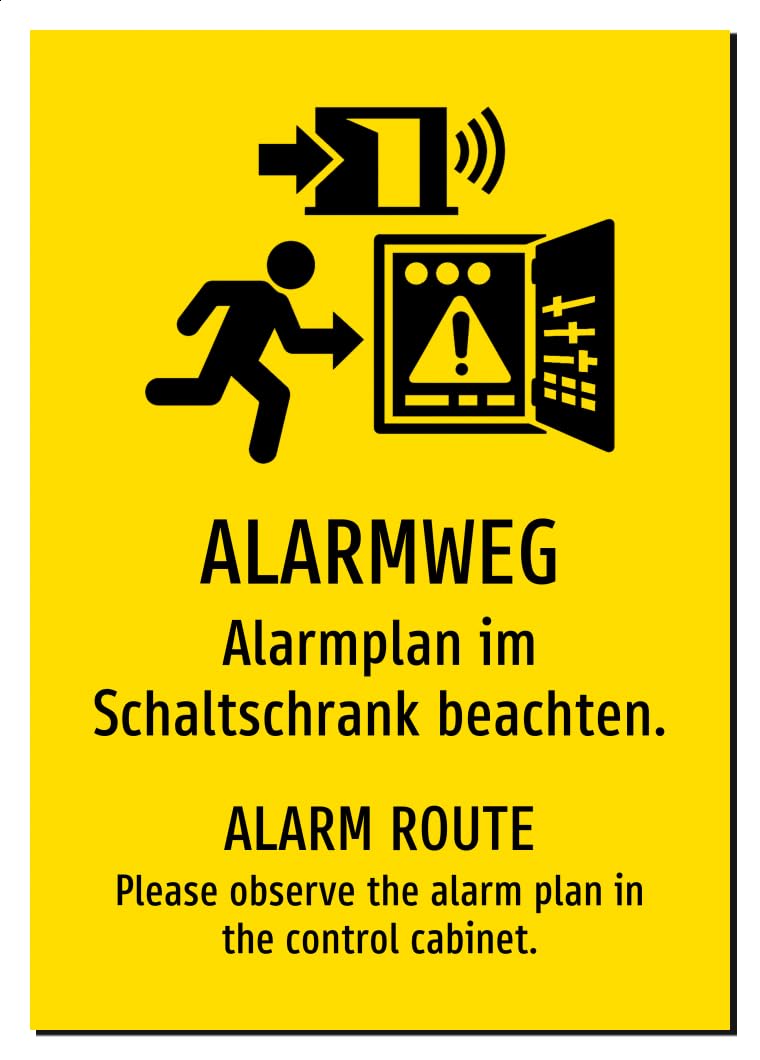 62116-DEEN-S-13 | ALARMWEG/ALARM ROUTE Schild/Aufkleber | Deutsch