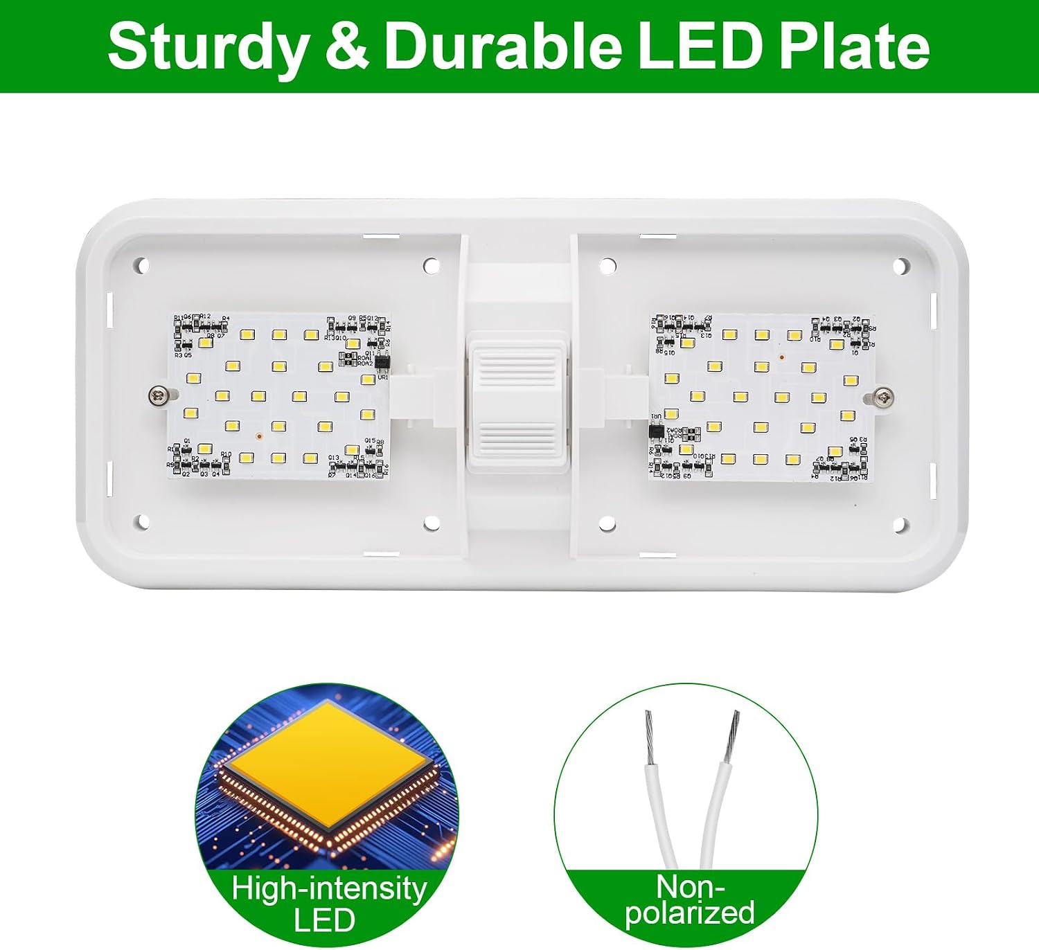 12V RV LED Lights Interior 8W Enclosed Trailer Lights with Two Modes Anti-Glare Camper Ceiling Light with Switch for RV Camper Trailer Boat Car, Natural White 2 Pack