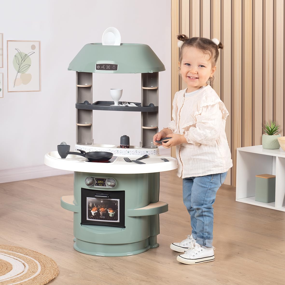 Smoby - Cucina Nova - Giocattolo d'imitazione per bambini - 13 accessori - Colori tenui - Dai 18 mesi - Prodotto in Francia