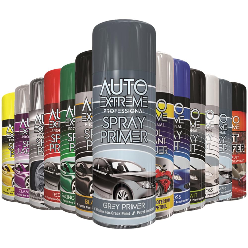 Alezyb Grey Primer - 1 X Auto Extreme Spray Paint 400Ml Professional Quality, Perfect Finish Multipurpose Aerosol For Cars, Bikes,Vans, Metal, Wood