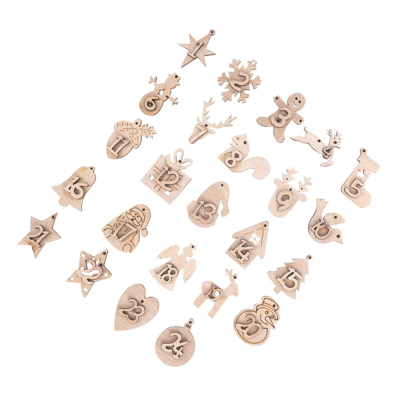 MAGICLULU 24pièces Calendrier De Bois Pendentifs Décoration Suspendue Pratique pour Placard Et Accueil Invités