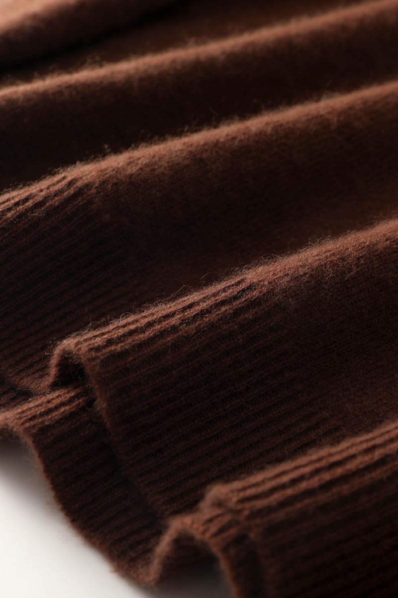 E-girl Maglione da donna 95% cashmere con colletto alto, a maniche lunghe, in lana cashmere, tinta unita, rilassato, sottile, MZ2221