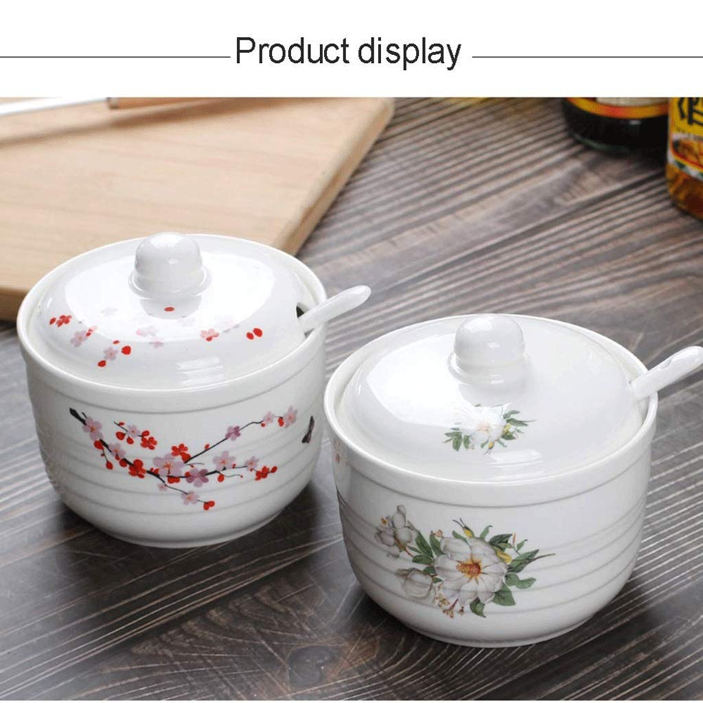 NZPOST Barattolo per spezie in Ceramica Dipinto a Mano Vintage con Coperchio, Cucchiaio, Scatola per condimenti, contenitori per spezie per Cucina e Ristorante