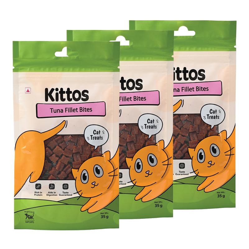 Kittos Cat Treats, Tuna Fillet Bites, Rich Protein Low Fat, Premium Reward & Training Treat, Highly Digestible Healthy Cat Treat, 60% Chicken, Healthy Cat Snacks - 105g (Pack of 3) (B09GM2ZWJV) Amazon Price History, Amazon Price Tracker