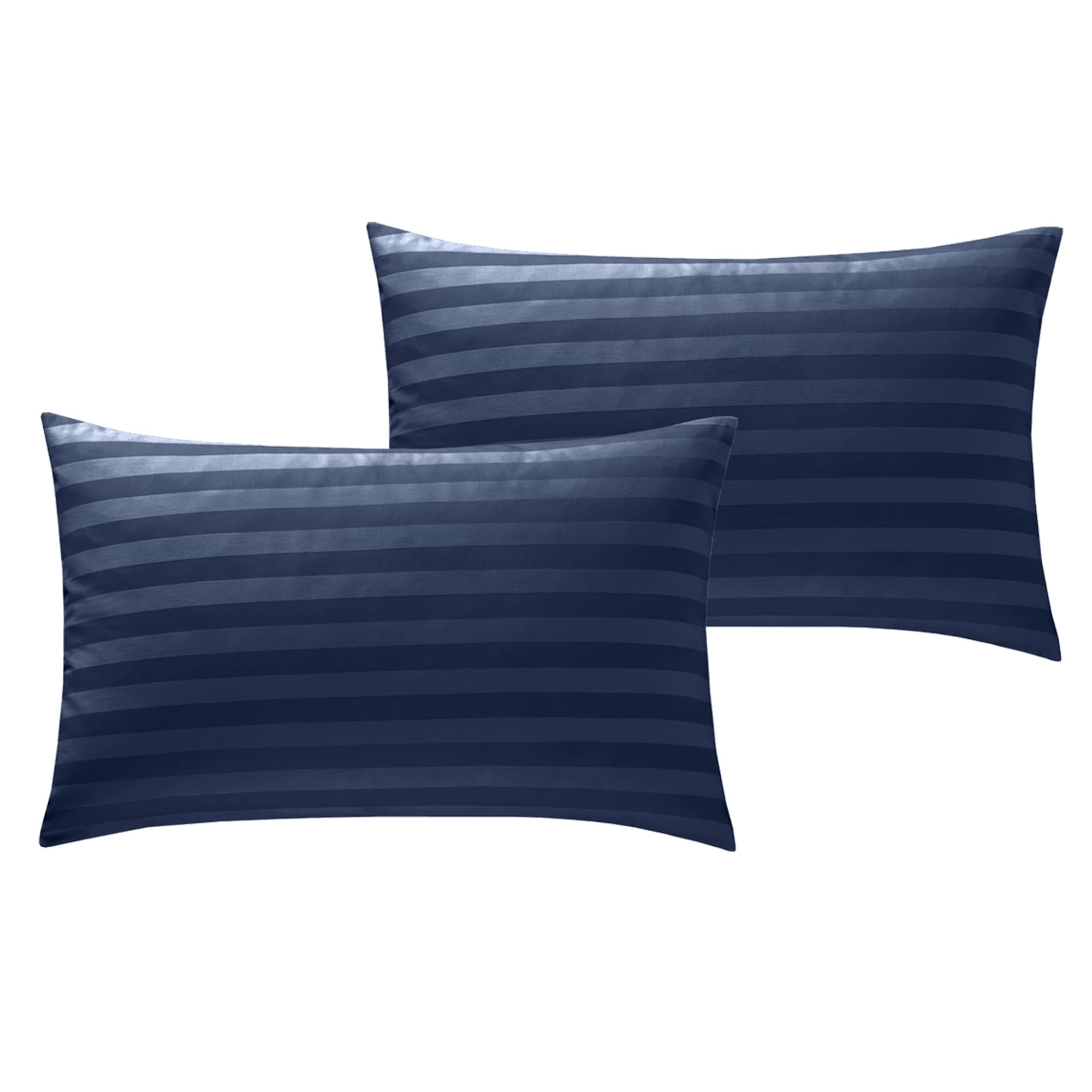ED Luxury 250 Thread Count 100% Cotton Sateen Stripe Duvet Bed Cover with Housewife Pillowcases | 250 TC Hotel Striped Bedding (Housewife Pillowcase Pair, Navy Blue)