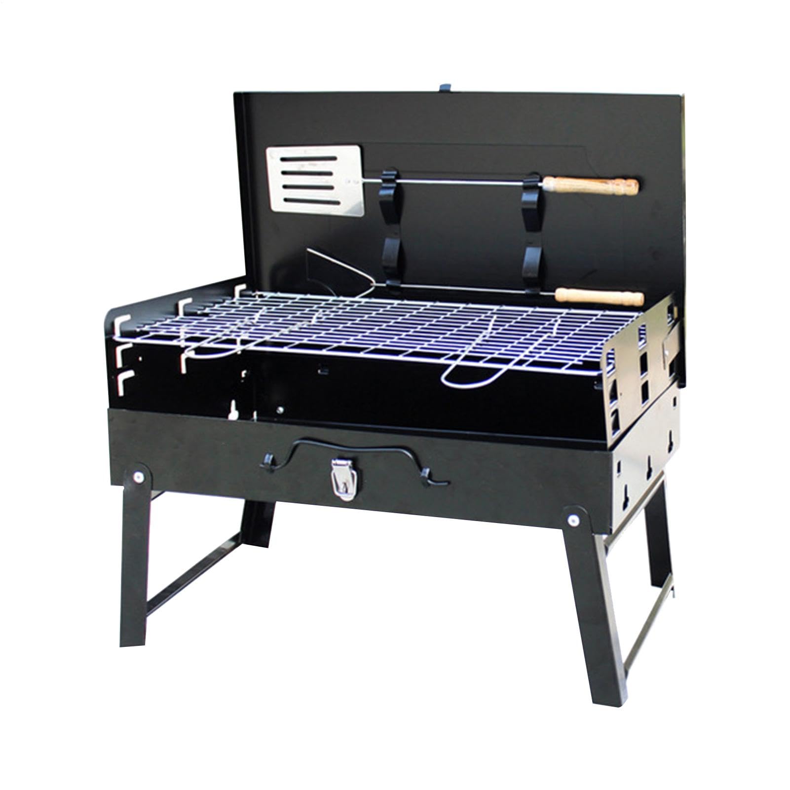 Griglia a carbone pieghevole portatile | Fornello per barbecue da esterno | a scatola | Griglia per barbecue compatta per campeggio, picnic, escursionismo e cucina all'aperto - Griglia a carbone facile