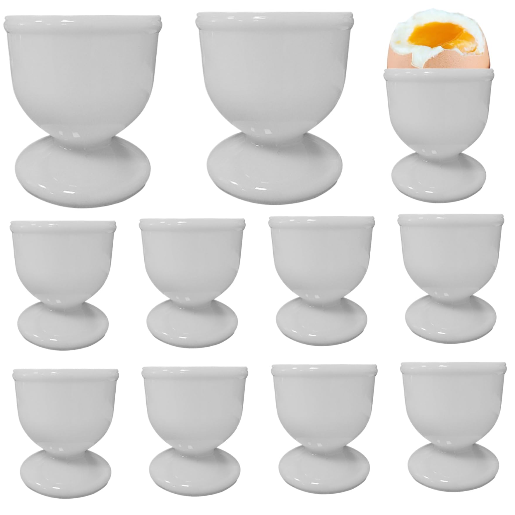 CAKEEYUM 10Pcs Egg Cups for Soft Boiled Eggs BPA Free Plastic Egg Cups Easy to Clean Boiled Holder Tabletop Soft Holder for Breakfast Party Dinning, Cup, For Bo
