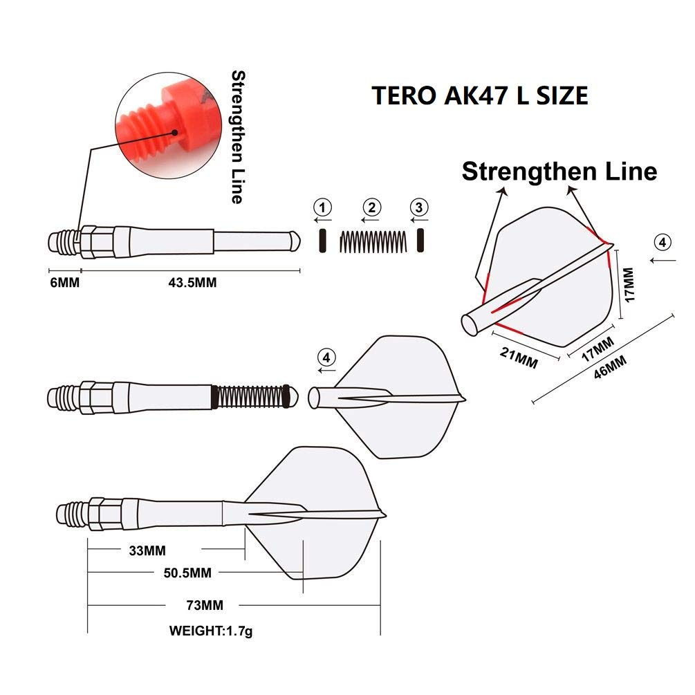 CUESOUL TERO AK7 Dart Shafts Resorte telescópico Incorporado, Juego de 4 Piezas — view 7