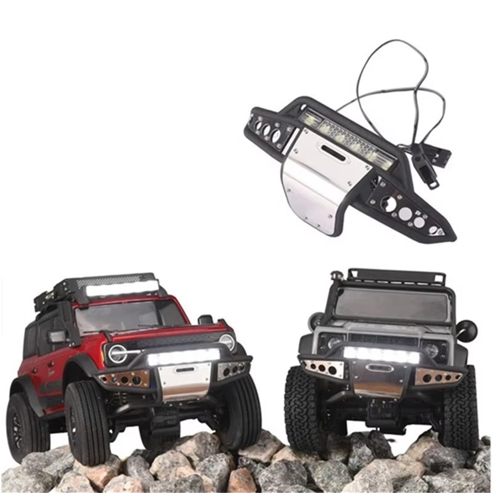 Juguetes Accesorios Compatible con TRAXXAS para TRX4M 1/18 Coche Trepador De Control Remoto Piezas Mejora Accesorios Repuesto Parachoques Delantero Kit Luz
