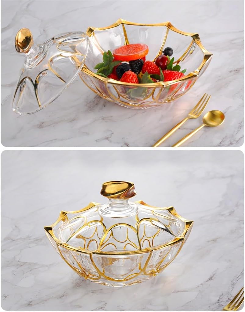 Crystal Glass Fruit Plate With Feet Bucket Household Transparent Snack Living Room Ornaments