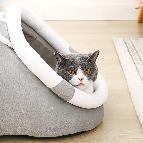 Miniatura 6 de Camas para gatos  Cama para perros pequeños con parte inferior antideslizante, cueva para gatos y perros con juguete colgante, cama para cachorros